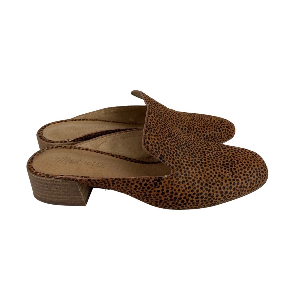 Madewell The Willa Loafer Spotted Calf Hair Slip On Mules Size 7 Brown Black - Picture 2 of 10